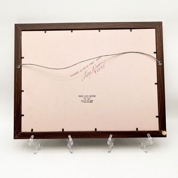 Larry Nason Ink Artwork Evidence Of Cat In A Tree Framed Original Wall Art Print - Picture 5 of 8